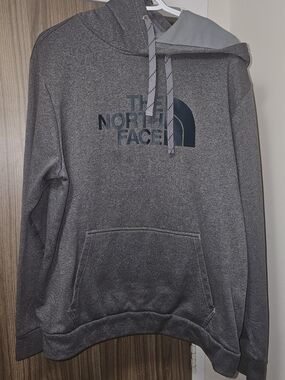 The North Face Gray Pullover Hoodie with Navy Logo XL